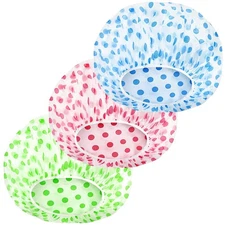 Shower Cap, Reusable Shower Hat Bath Caps, Waterproof with Elastic - 3 Packs