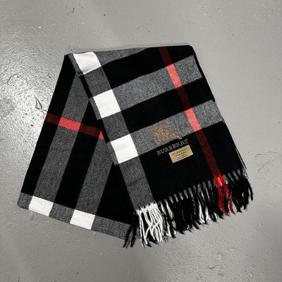 Burberry Scarf Nova Check Black Cashmere Great Condition Fast