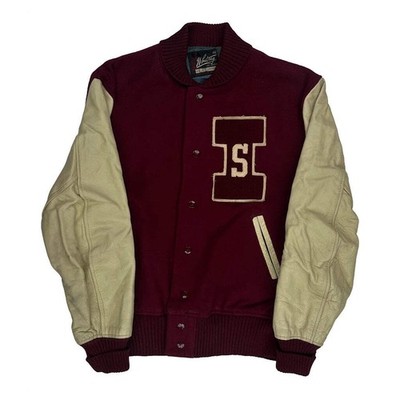 Whiting College Varsity Jacket - Large Burgundy Leather