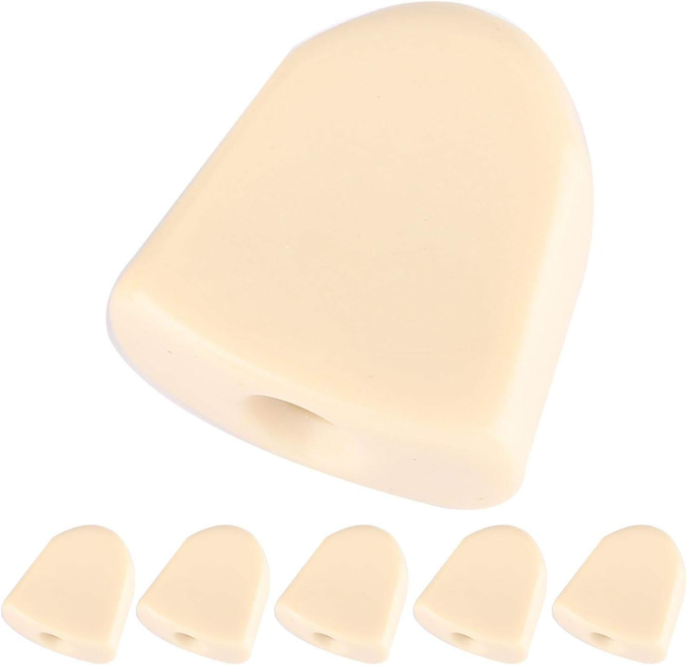 6-Piece Acrylic Guitar Tuning Peg Buttons Set with Ferrules & Screws Beige