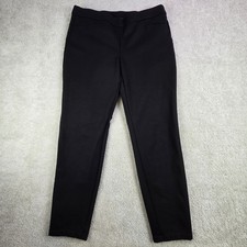 EILEEN FISHER Black Ponte Knit Pull On Pants Zip Ankle Womens M