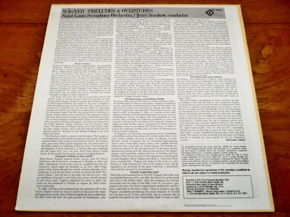 Wagner ♫ Overtures & Preludes ♫ 1978 Turnabout Records Vinyl LP Near Mint - Image 3 of 3
