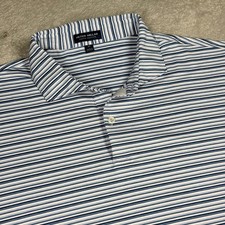 Peter Millar Crown Crafted Polo Shirt Mens XL Blue White Stripe Short Sleeve