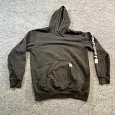 Carhartt Iconic K288 Hoodie Mens M Black Cotton Loose Spell Out Logo Sweatshirt