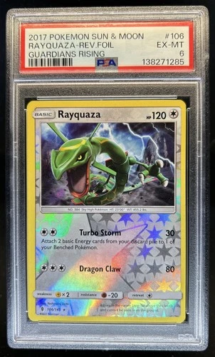 2017 Pokemon SM Guardians Rising Rayquaza Reverse Holo #106/145 PSA 6