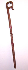 Vintage 35" Heavy Hand Carved Wooden GIRAFFE Head Walking Stick Cane Folk Art