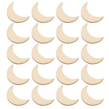 20pcs Wooden Moon Shape Hanging Ornaments Unfinished Wooden Slices Chip