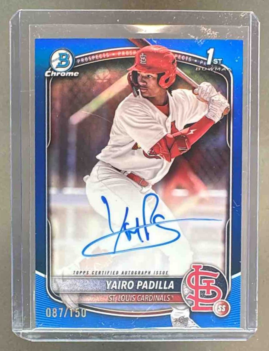 Yairo Padilla 2025 Bowman Chrome #CPA-YP Blue Refractor Auto 1st RC /150