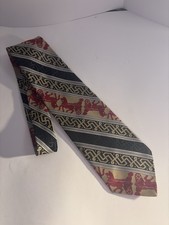 Vintage Christian Dior Monsieur Silk Tie Roman Chariot Equestrian Dark Academia