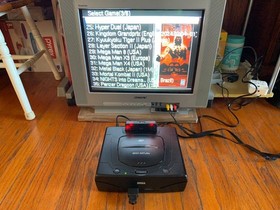 Sega Saturn black console system + Saroo cartridge + wireless controller lot