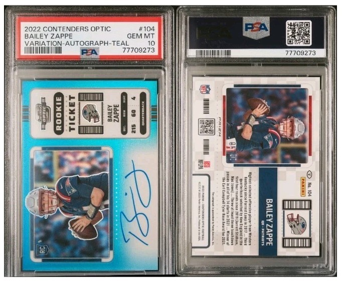 Bailey Zappe Panini Contenders Optic #104 Base