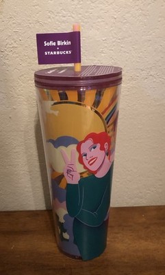 Starbucks Sofie Birkin Tumbler 24 Oz Cold Cup Limited Artist Series Rainbow Sun