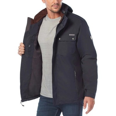 Rugged Elements Men's Trek Jacket with Hidden Hood Water Resistant Dark Navy
