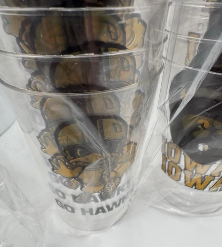 Iowa Hawkeyes Football Herky 20 Never Used Plastic Cups ~ Vtg 80s Hayden Fry Era