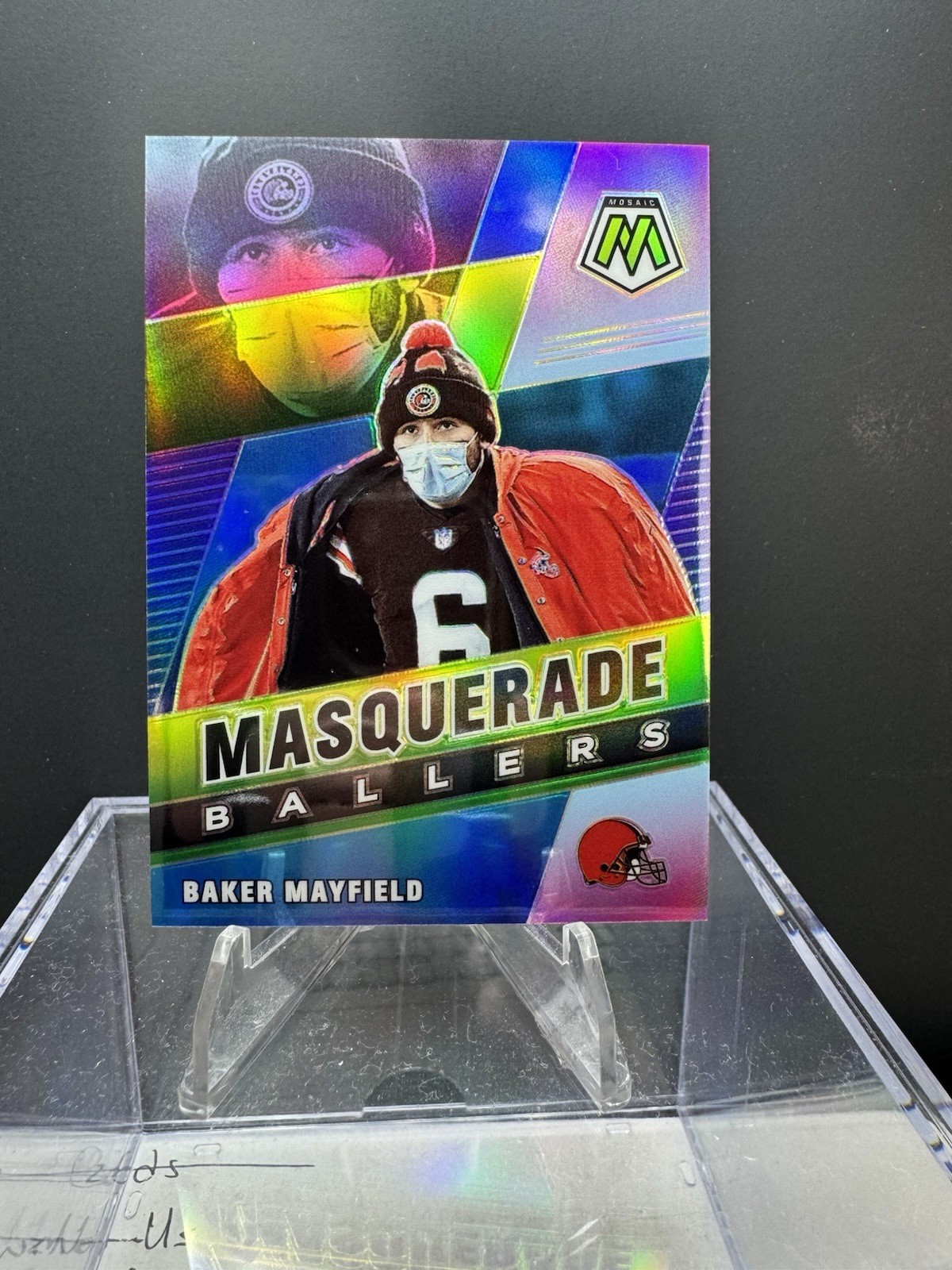 2021 Panini Mosaic Masquerade Ballers Baker Mayfield Case Hit SSP #MB-9