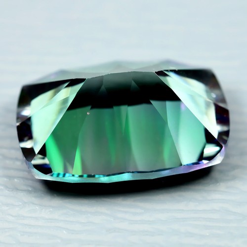 7.28 ct Flashing Cushion(14.04 x 10.05 mm)Green Mystic Fire Topaz Genuine Stone - Picture 2 of 3
