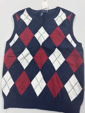 Janie & Jack Boys Size 8 Red Blue White Argyle  Sweater Vest NWT