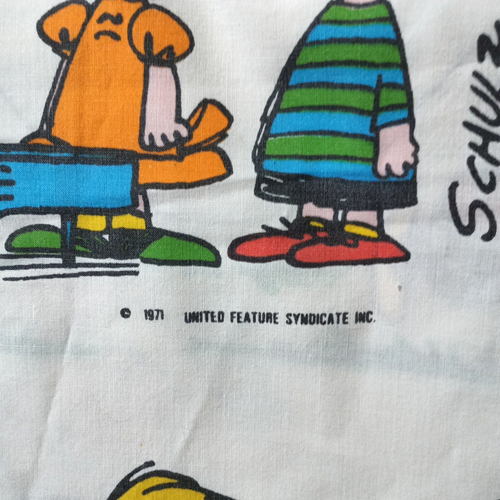 Vintage Peanuts Charlie Brown Snoopy Woodstock Lucy Linus Twin Flat Bed Sheet - Picture 4 of 9