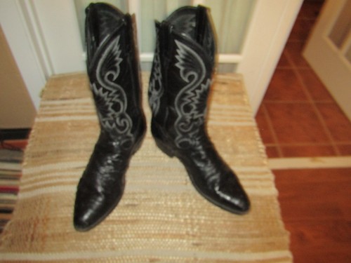 Botas vaqueras negras Dan Post Full Quill avestruz para hombre talla 12 D 0301R - Imagen 2 de 9
