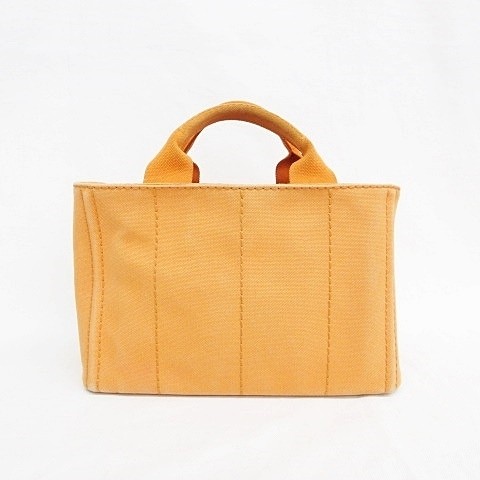 PRADA CANAPA S Mini Tote Bag Canvas Orange AA Ladies from japan thumbnail 2