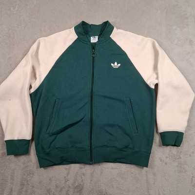 Adidas Jacke Herren XL Grün Creme Bomber Track Top Originals Varsity Zip