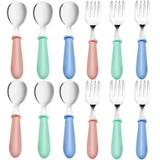 xlehoely 12 Pieces Toddler Utensils,Stainless Steel Baby Forks and Spoons  S...