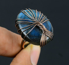 Beautiful Labradorite Handmade Gemstone Copper Wire Wrapped Tree of Life Ring