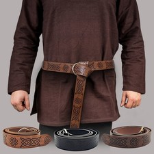 Medieval Embossed Viking Vegvisir Leather Belt Retro Renaissance Knight Belt