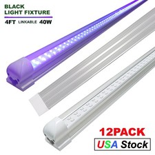 T8 Linkable 48" 40W Led Black Light Bar 4Ft Long with US Plug and On/Off Swith