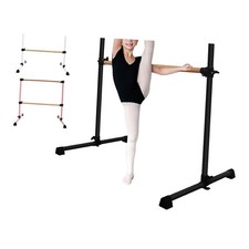 Black Solid Wood Ballet Barre 4FT with Stepless Adjustable Height for Dance