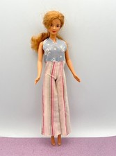 Alte Barbie Petra Puppenkleidung - Jumpsuit Jeans Streifen - Vintage 70er Jahre
