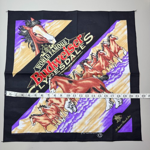 USED - Vintage Budweiser Bandana Cowboy 21 in X 21 in Anheuser Busch Clydesdales - Picture 6 of 10