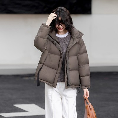 Winter Short Down Fashion Leisure Women's Hooded Jacket 90% Duck Down Jackets