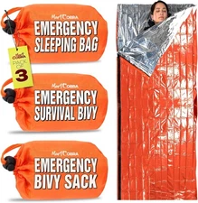 Emergency Sleeping Bag 3 Pack | for Survival Gear and Supplies Life Bivy Sack Wa