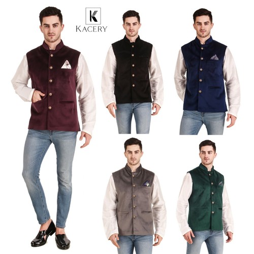 Men's Indian Velvet Waist Coat Nehru 