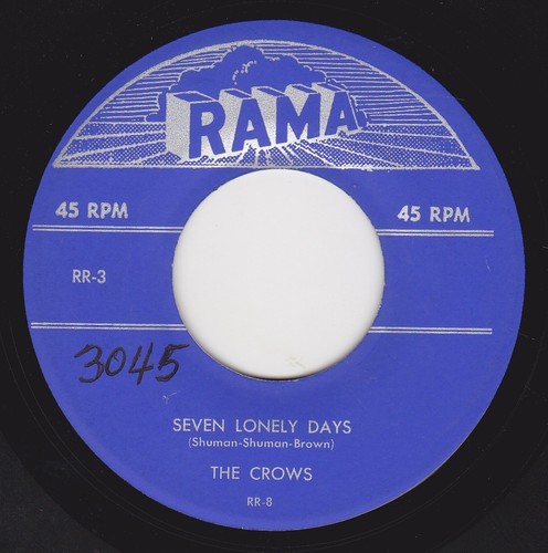 CROWS  - "SEVEN LONELY DAYS" b/w "NO HELP WANTED" on RAMA (VG++) REPRODUCTION - Imagen 1 de 2