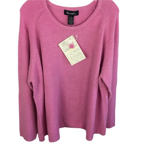 Denim & Co. Women's 3X Pullover Sweater Top Pink Acrylic Wool Round Neck - Picture 2 of 7