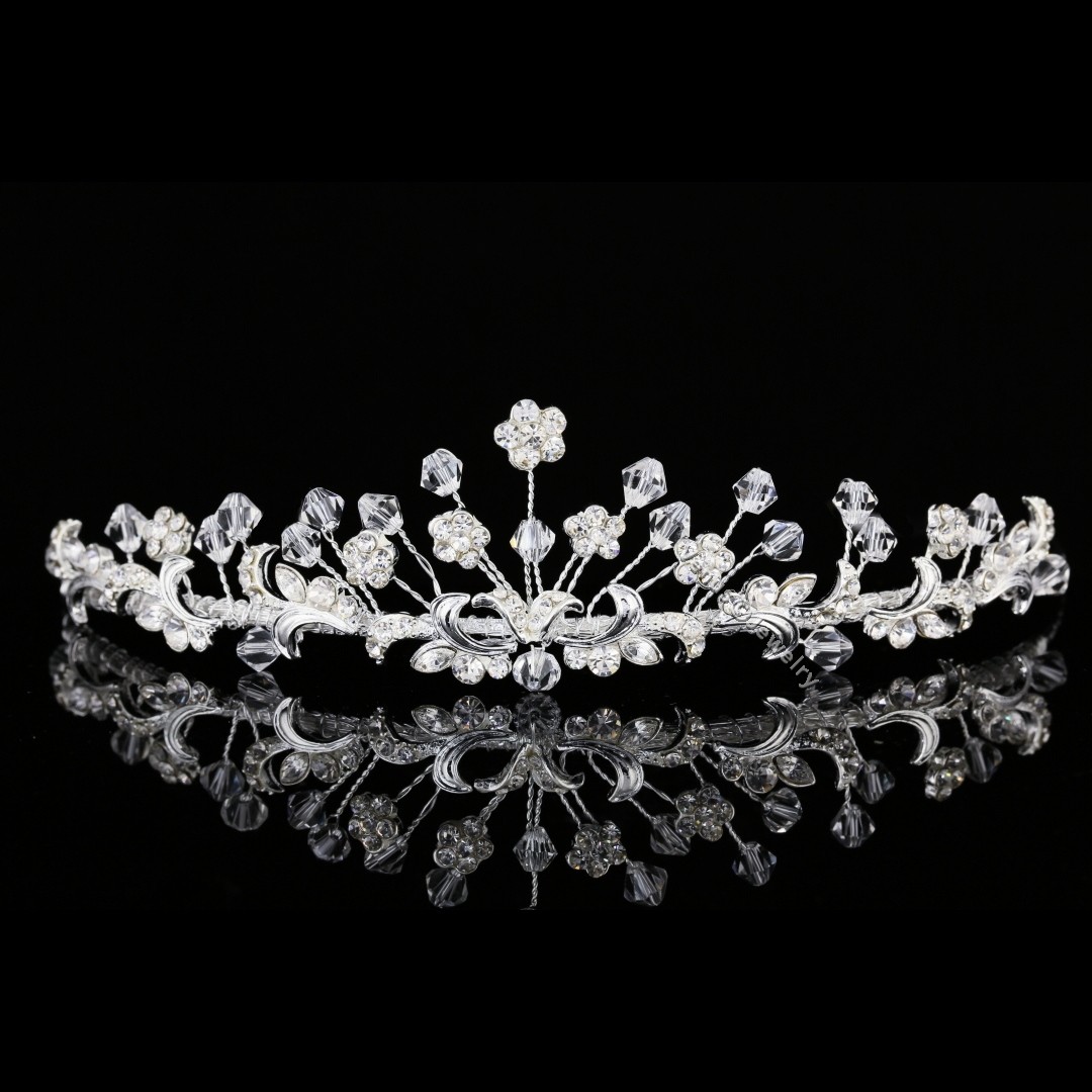 Handmade Floral Bridal Headpiece Rhinestone Crystal Prom Wedding