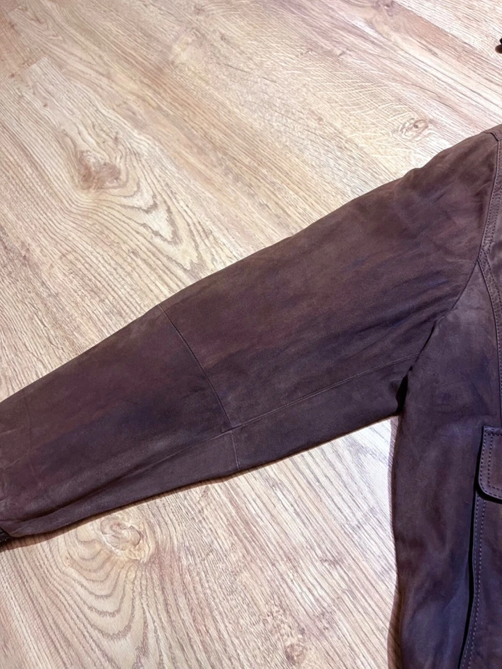 Gimo's Brown Suede Leather Bomber Jacket Men's Size L - Image 4 of 4