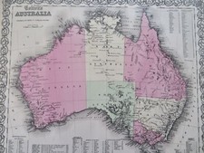 Australie Nouvelle Galles du Sud Intérieur 1864 rare carte Colton version variante