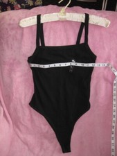 Women's Small Black cotton Knit T-Back Leotard No Snaps