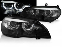 Scheinwerfer Paar BMW X5 E70 07-10 Xenon Angel Eyes Led DRL Schwarz