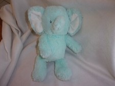 Carters Elephant Blue Aqua White Plush Stuffed Animal 2017 11" gray stitch eyes