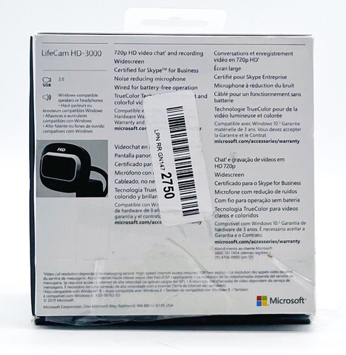 Microsoft LifeCam HD-3000 USB Web Camera True 720p HD Skype Video Chat - Picture 3 of 4