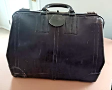 ANTIQUE Doctors Bag Brown Leather Travel Physician Medical VINTAGE