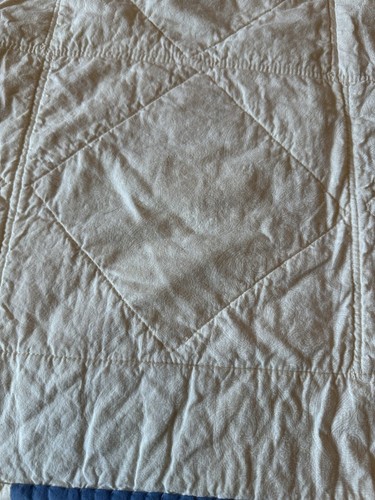 Vtg Patchwork Quilt Throw Lap Blanket 41”x49” Cottage Farmhouse Country Blue - Picture 21 of 21