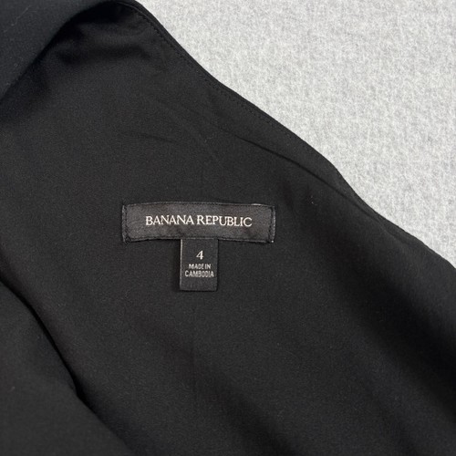 Banana Republic Jumpsuit Women 4 Black Wide Leg One Shoulder Cropped Belted Tie - Picture 3 of 8