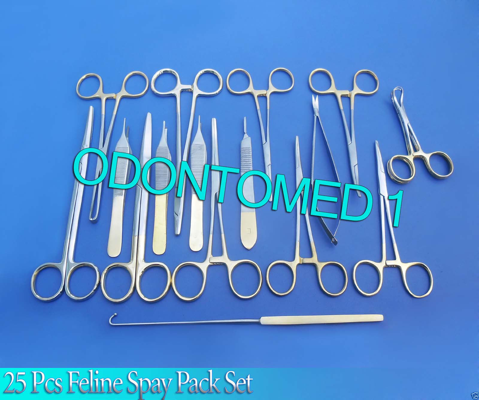 Spay Pack Instruments List Set Of 25 Pcs Gold Handle T/c Feline Spay Pack Surgical Instruments Kit ...