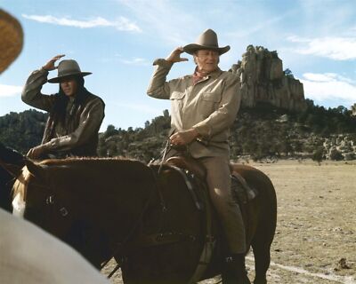The Undefeated 1969 John Wayne rides with Roman Gabriel 8x10 inch photo