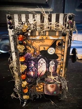 Halloween Witch Jack O Lantern Tarot Oracle Cards Runes wooden box holder